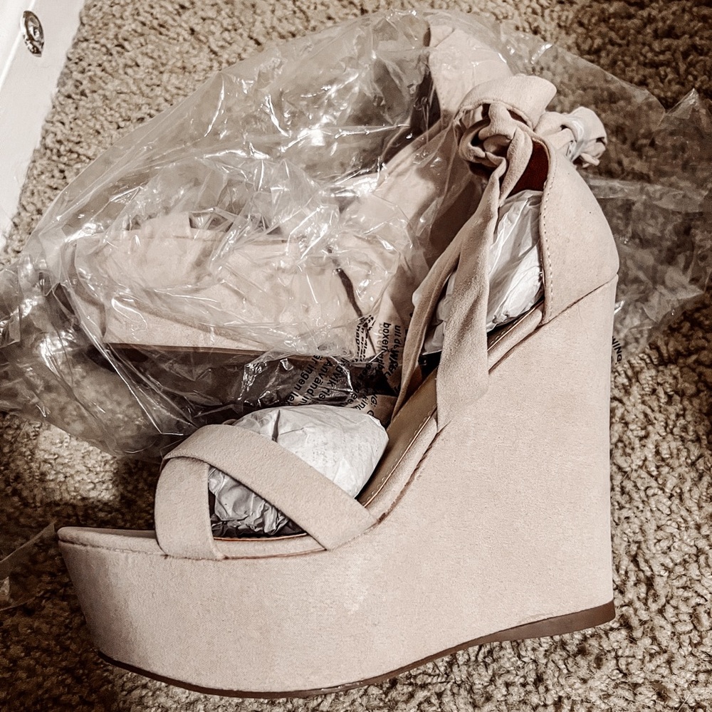 Blush Tie Up Wedges